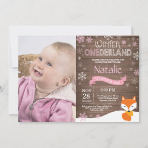 Convites Russo Winter Onederland Fox primeiro aniversario