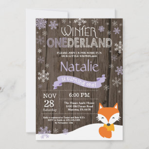 Convites Russo Winter Onederland Fox primeiro aniversario