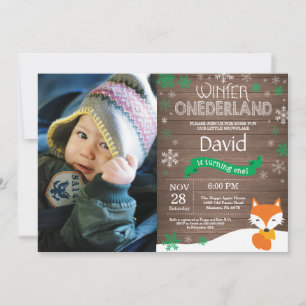 Convites Russo Winter Onederland Fox primeiro aniversario