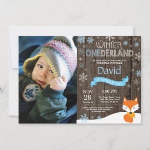 Convites Russo Winter Onederland Fox primeiro aniversario
