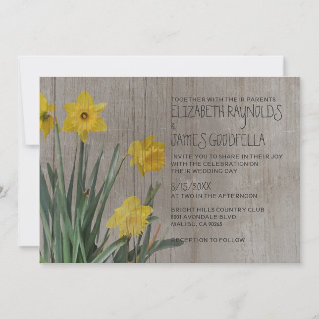 Convites Russos De Casamento De Daffodil (Frente)