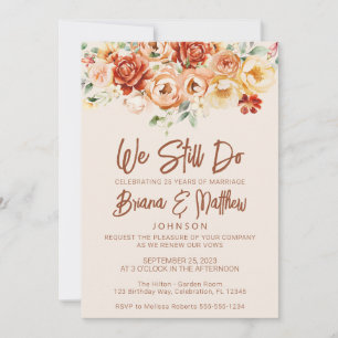 Convites Rust Beige Floral Wedding Vow Renewal