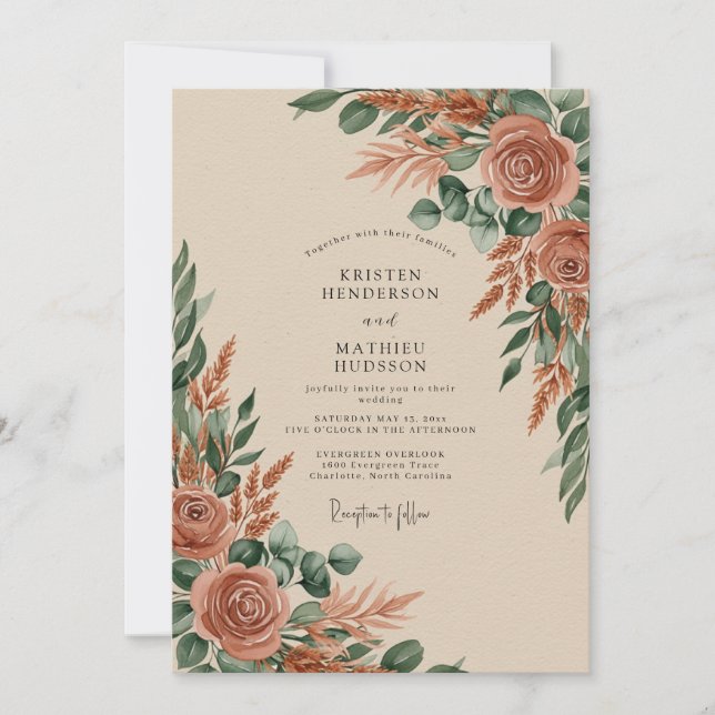 Convites Rust Earthy Autumnal Wedding (Frente)
