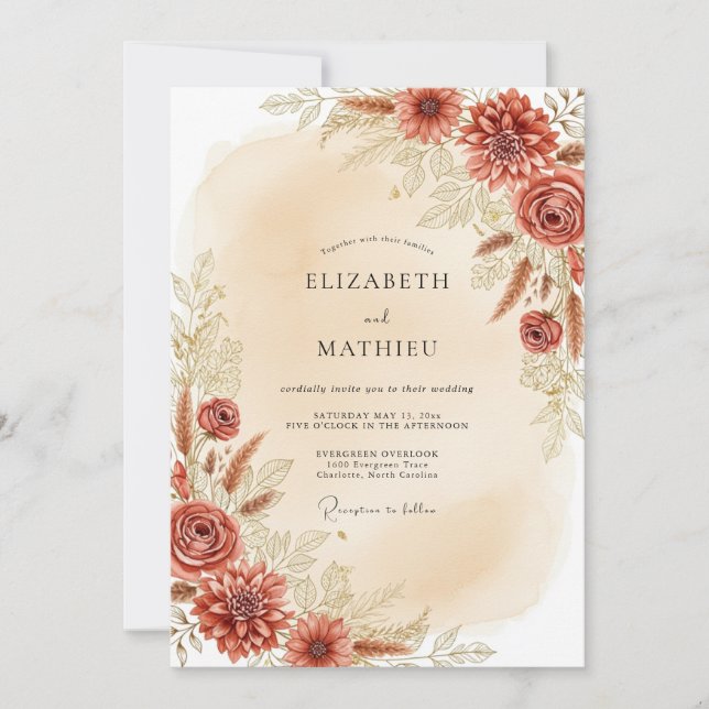 Convites Rust Earthy Bohemian Wedding (Frente)