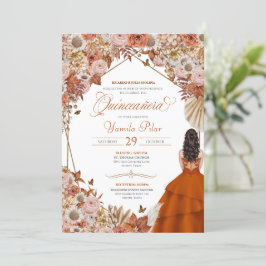 Convites Rust Laranja Folhas Autum Fallo Quinceanera