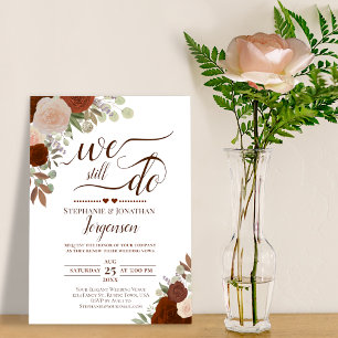 Convites Rust Orange Floral Ainda Fazemos Renovação De Vo
