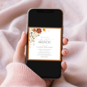 Convites Rust Orange Watercolor Bridal Botânica Brunch