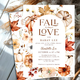 Convites Rust Oranger cai no Chá de fraldas Floral Pumpkin