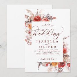 Convites Rust Red Burnt Orange BohoTerracotta Wedding Invit