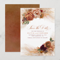Rust Terracotta Burnt Orange Fall Save Date (Quebr