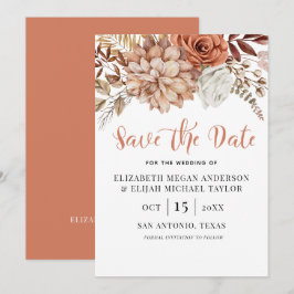 Convites Rust Terracotta Fall Boho Floral Salvar a Data