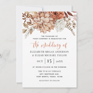Convites Rust Terracotta Fall Floral Boho Weding
