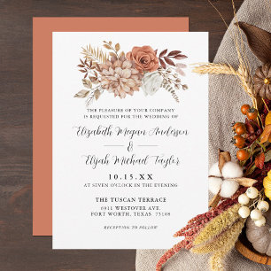 Convites Rust Terracotta Fall Floral Weding