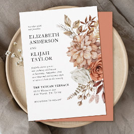 Convites Rust Terracotta Fall Floral Weding