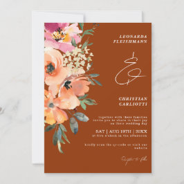 Convites Rust Terracotta Floral Wedding