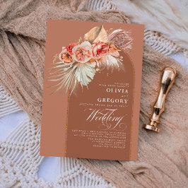 Convites Rust Terracotta Flowers Pampas Grass Boho Casament