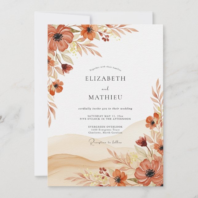 Convites Rust Whimsical Autumnal Wedding (Frente)