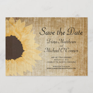 Convites Rustc Sunflower Save Date (Salvar data)