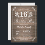 Convites Rustic 16th Birthday Invitation Floral<br><div class="desc">16.º Aniversário da Rússia com fundo de madeira rustica e padrão Flor Floral. Aniversário Adulto. Homens ou Mulheres Aniversário. Menino ou Menina Menina Menina Adolescente Convidam. 13 15 de 16º 18º 20 21rua 30 de 40º 50º 80 de 60º 70 de 100º. Qualquer Idade. Para mais personalização, clique no botão...</div>