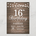 Convites Rustic 16th Birthday Invitation String Lights Wood<br><div class="desc">16.º Convite de Aniversário Russo com Palavras de Cordas Leves Fundo de Madeira. 16º 18º 21rua 30 40º 50º 60º 80 90 100º,  Qualquer idade. Para mais personalização,  clique no botão "Personalizar" e use nossa ferramenta de design para modificar este modelo.</div>