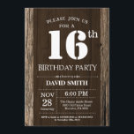 Convites Rustic 16th Birthday Invitation Vintage Wood<br><div class="desc">16.º Aniversário Russo com Fundo Russo de Madeira. Vintage Retro Country. Aniversário Adulto. Homens ou Mulheres Aniversário. Menino ou Menina Menina Menina Adolescente Convidam. 13 15 de 16º 18º 20 21rua 30 de 40º 50º 80 de 60º 70 de 100º. Qualquer Idade. Para mais personalização, clique no botão "Personalizar" e...</div>