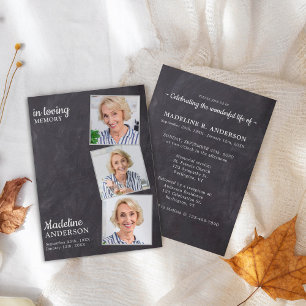 Convites Rustic 3 Fotos Memorial Celebração Da Vida