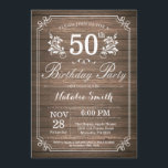 Convites Rustic 50th Birthday Invitation Floral<br><div class="desc">50.º Aniversário da Rússia com fundo de madeira russa e padrão de flor Floral. Aniversário Adulto. Homens ou Mulheres Aniversário. Menino ou Menina Menina Menina Adolescente Convidam. 13 15 de 16º 18º 20 21rua 30 de 40º 50º 80 de 60º 70 de 100º. Qualquer Idade. Para mais personalização, clique no...</div>