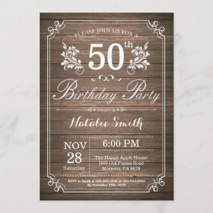 Convites Rustic 50th Birthday Invitation Floral