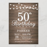 Convites Rustic 50th Birthday Invitation String Lights Wood<br><div class="desc">Rustic 50th Birthday Invitation com String Lights Wood Background. 16º 18º 21rua 30 40º 50º 60º 80 90 100º,  Qualquer idade. Para mais personalização,  clique no botão "Personalizar" e use nossa ferramenta de design para modificar este modelo.</div>