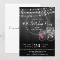 Rustic 50th Birthday String Luzes Mason Jars