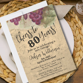 Convites Rustic 80 Birthday Vintage Saúde para 80 anos