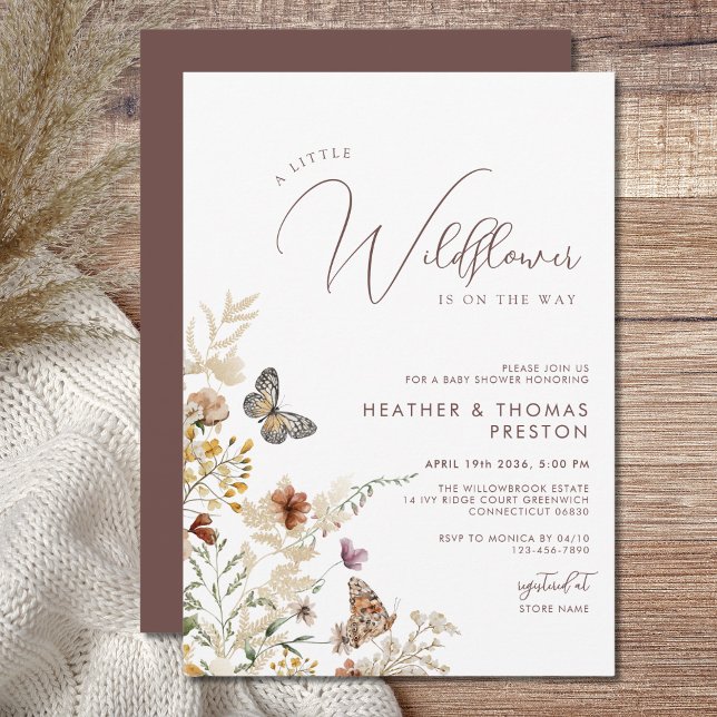 Convites Rustic A Little Wildflower Baby Shower (Criador carregado)