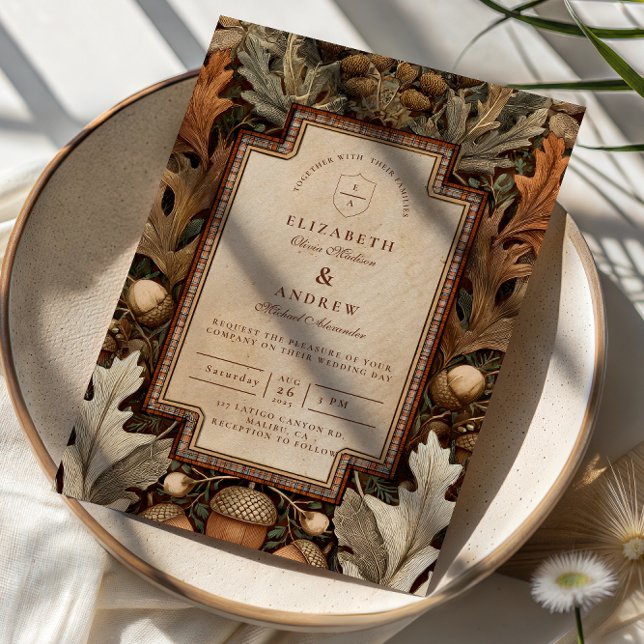 Convites Rustic Acorn Woodland Wedding (Criador carregado)