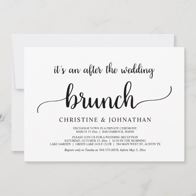 Convites Rustic After Wedding Elopement Brunch (Frente)