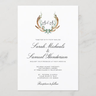 Convites Rustic Antler | Casamento Formal Por Aquarela