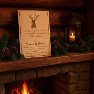 Convites Rustic Antler Floral Wedding Boho Country