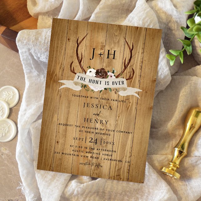 Convites Rustic Antlers Hunt é sobre Boho Wedding (Criador carregado)