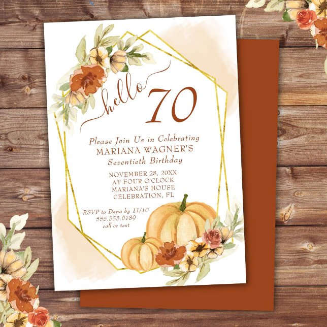 Convites Rustic Aquarela Abóbora de Outono Aniversário de 7 (Criador carregado)