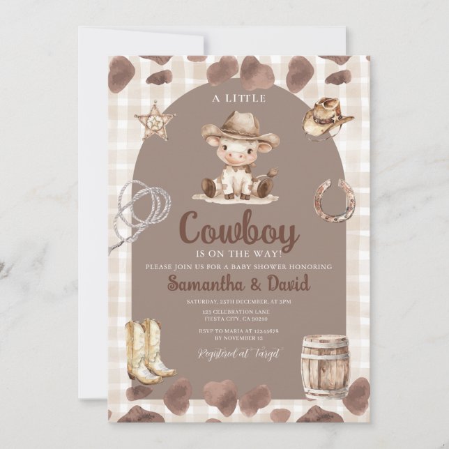Convites Rustic Arch Country Western Baby Shower  (Frente)