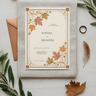 Convites Rustic Autumn Wedding Invitation Template