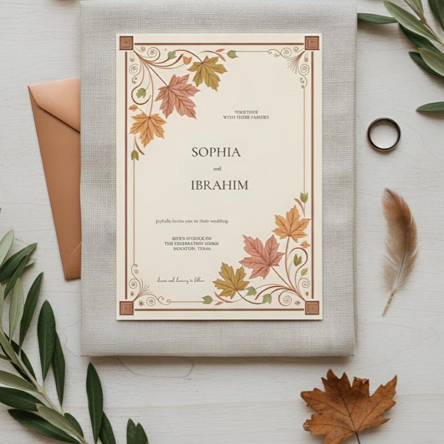Convites Rustic Autumn Wedding Invitation Template (Criador carregado)
