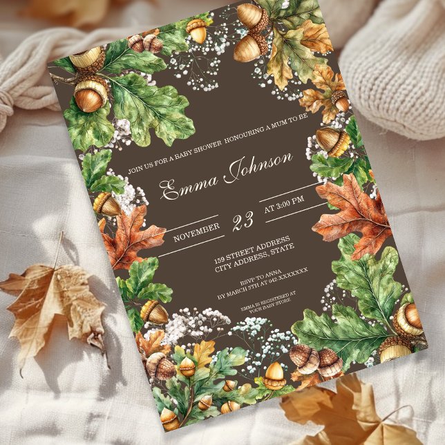 Convites Rustic Autumn Woodland Baby Shower Invitation (Criador carregado)