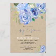 Rustic Baby boy Sip ver aquarelas florais azuis