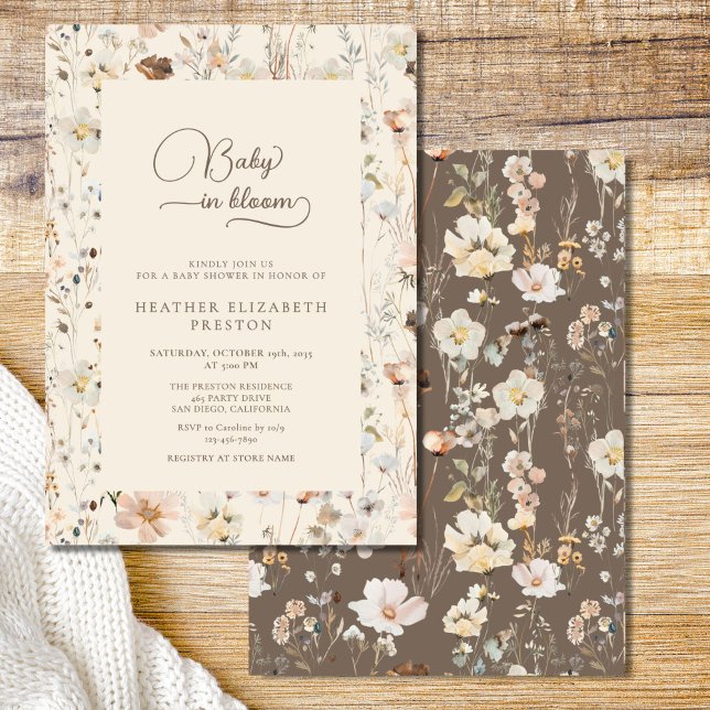 Convites Rustic Baby in Bloom Wildflower Baby Shower  (Criador carregado)