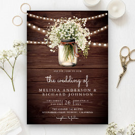 Convites Rustic Baby's Breath Jarra de Pedra Tudo em Um Cas