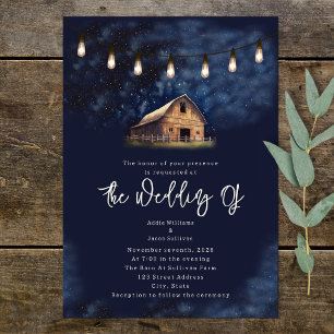 Convites Rustic Barn String Luzes Noite Casamento