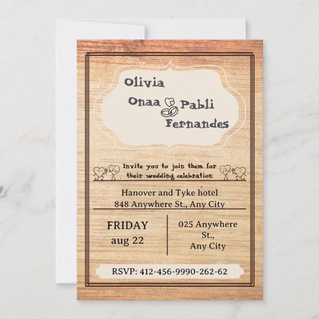Convites Rustic Barn Wedding Invitation Template (Frente)