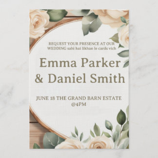 Convites Rustic Barn Wedding Invitation with String Lights