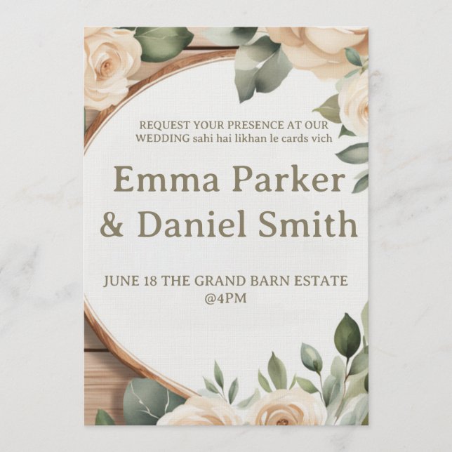 Convites Rustic Barn Wedding Invitation with String Lights  (Frente)