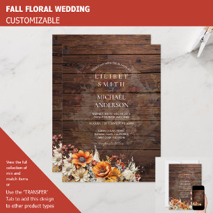 Convites Rustic Barn Wedding   Queda de Outono Queimado Lar